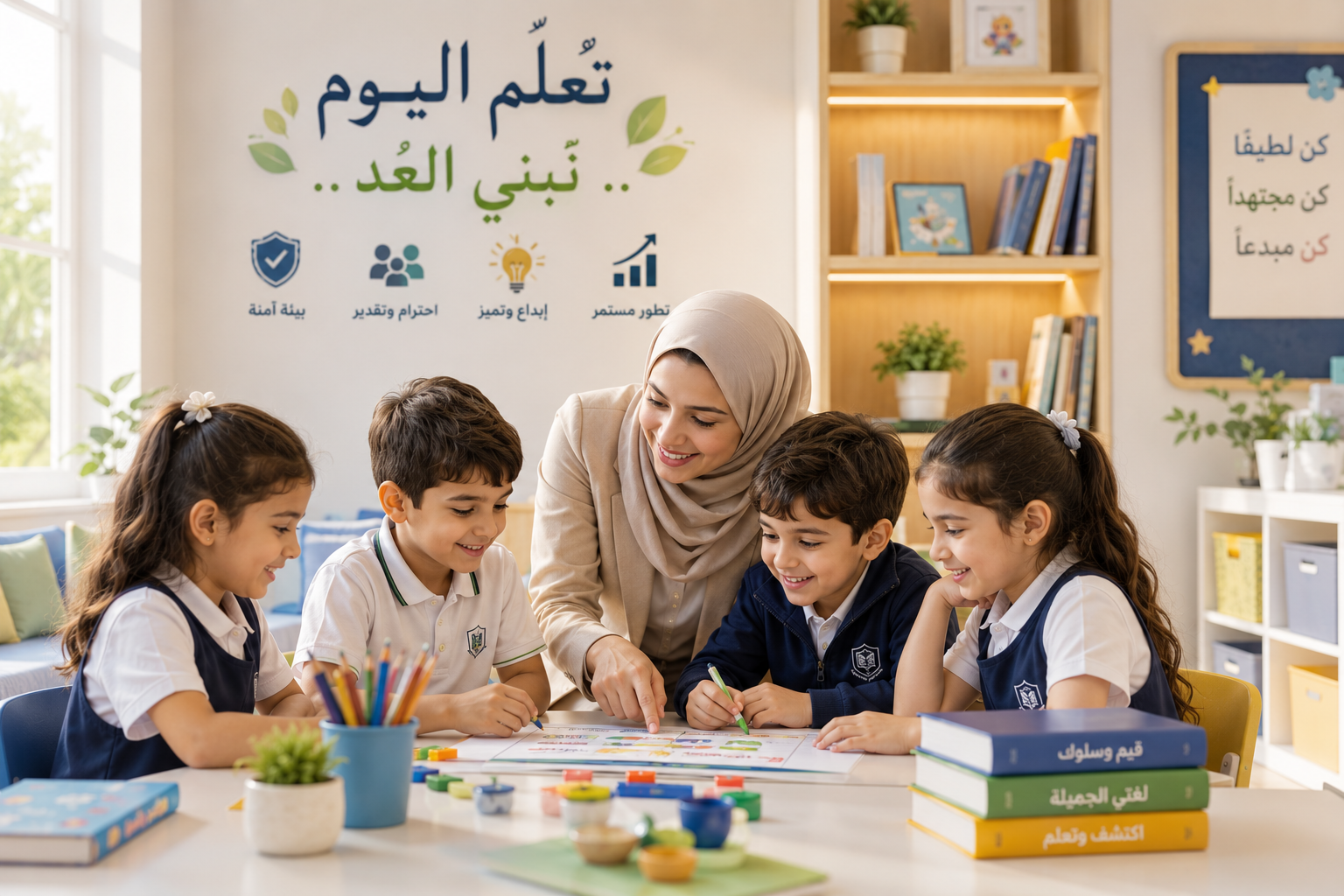 طلاب في بيئة تعليمية حديثة